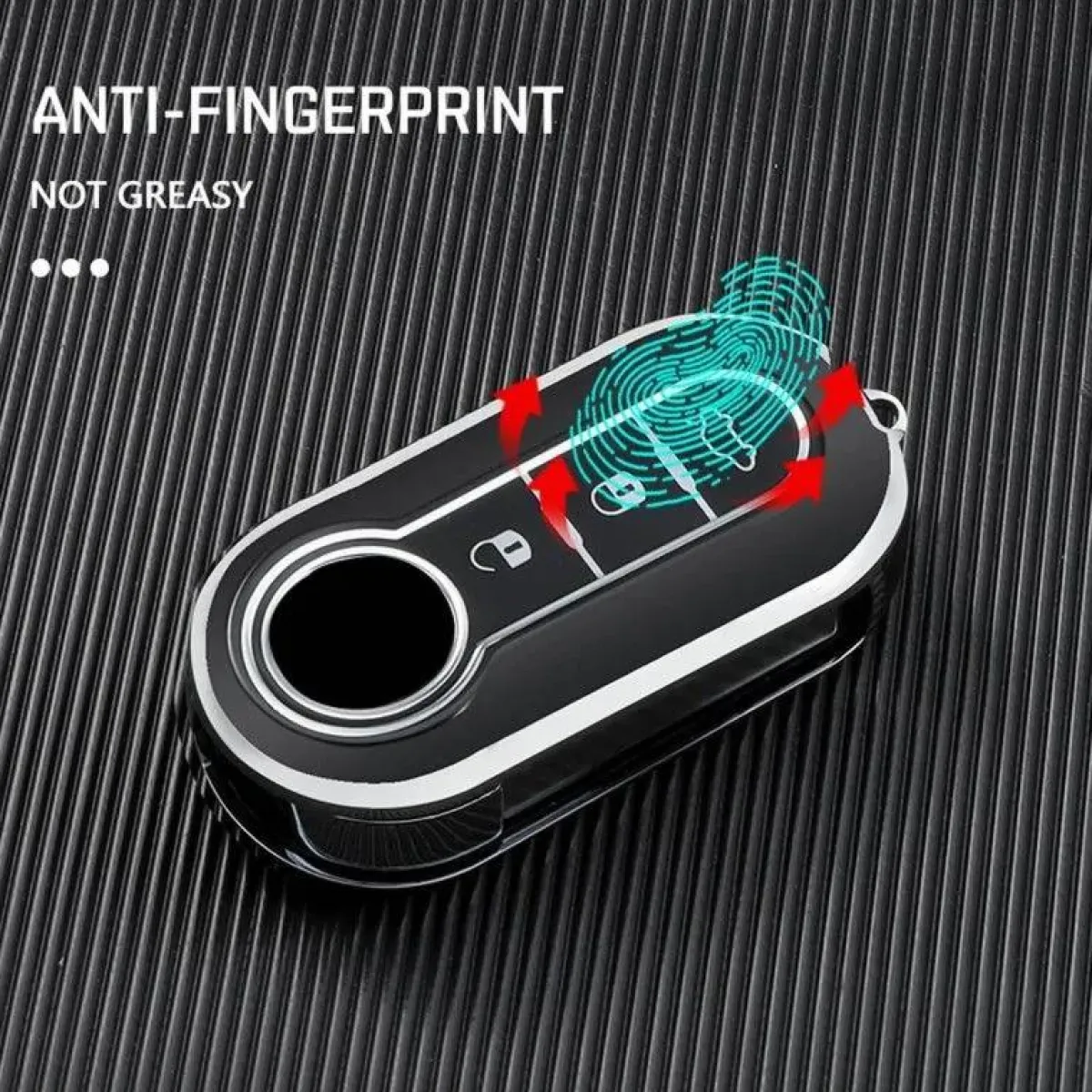Best TPU Sleutelhoesje voor Fiat / Abart zwart A3 Autosleutelhoesjes