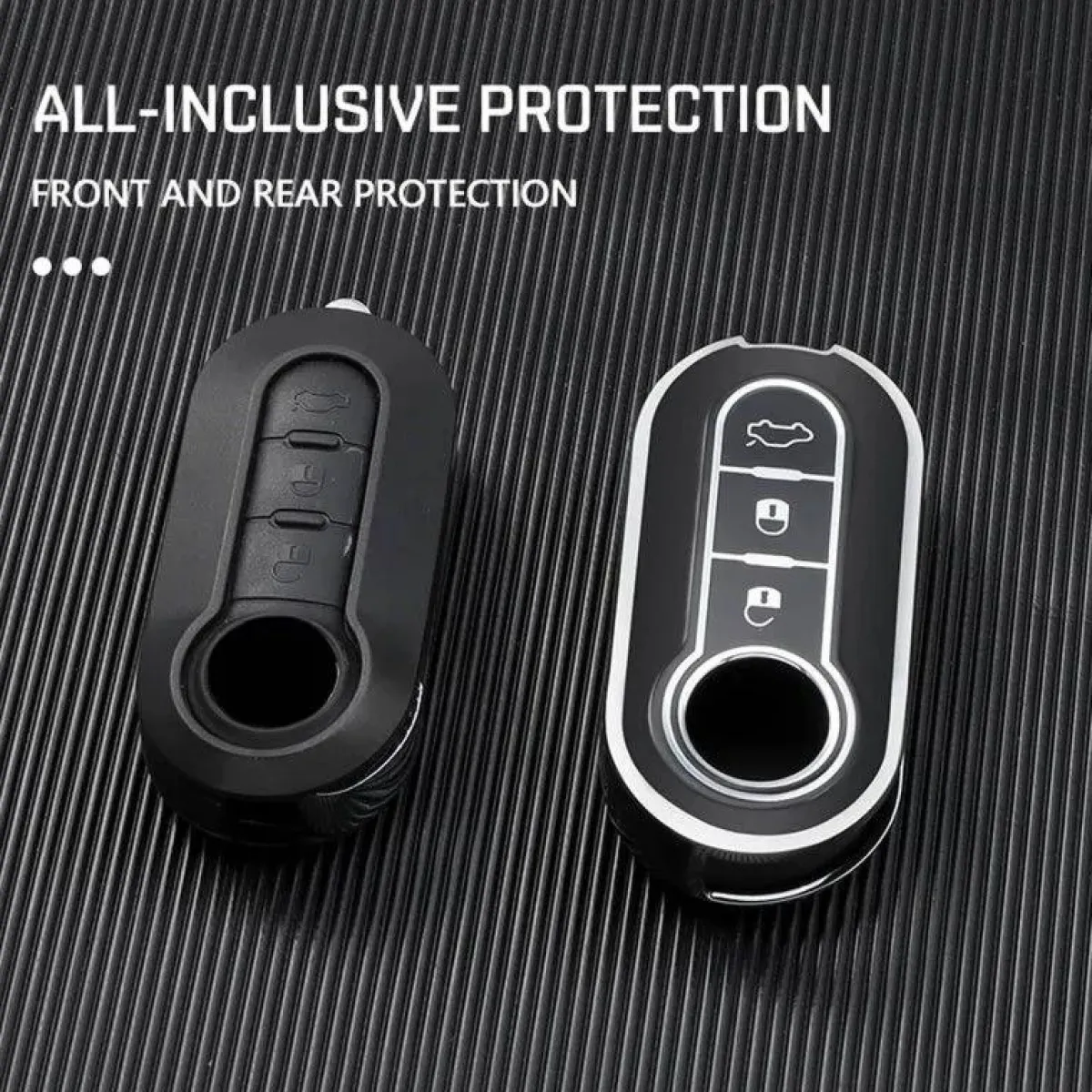 Best TPU Sleutelhoesje voor Fiat / Abart zwart A3 Autosleutelhoesjes