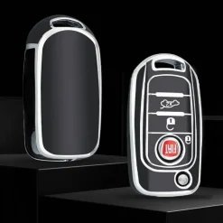 New TPU Sleutelhoesje voor Fiat / Abart zwart B3 Autosleutelhoesjes