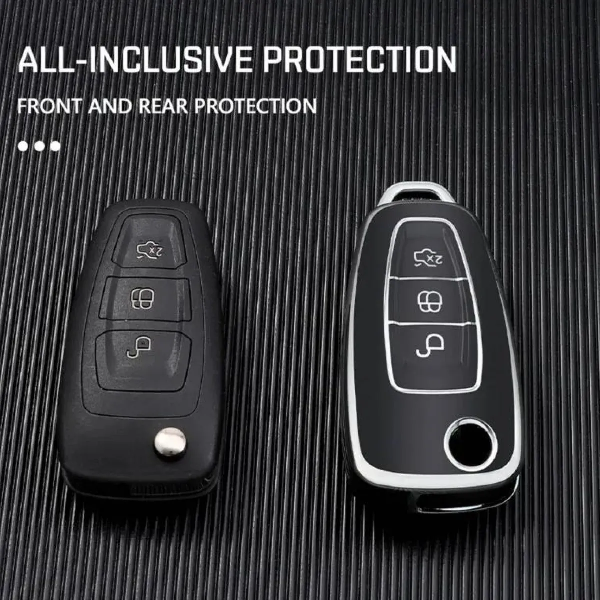 New TPU Sleutelhoesje voor Ford zwart E3 Autosleutelhoesjes