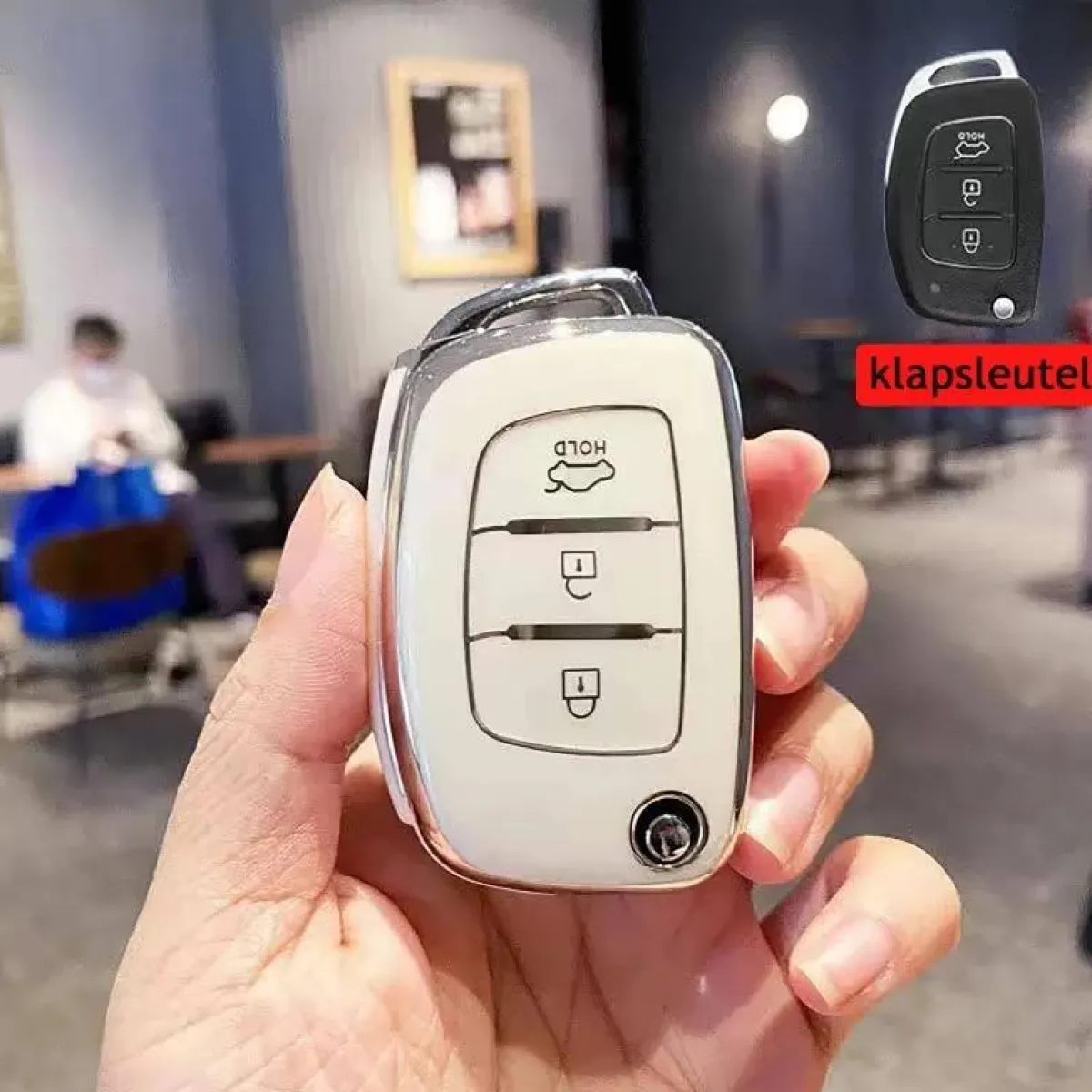 Sale TPU Sleutelhoesje voor Hyundai wit B3 Autosleutelhoesjes