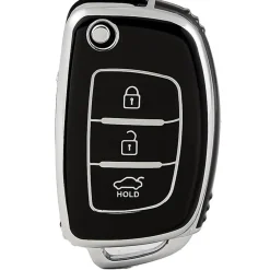 Best TPU Sleutelhoesje voor Hyundai zwart B3 Autosleutelhoesjes