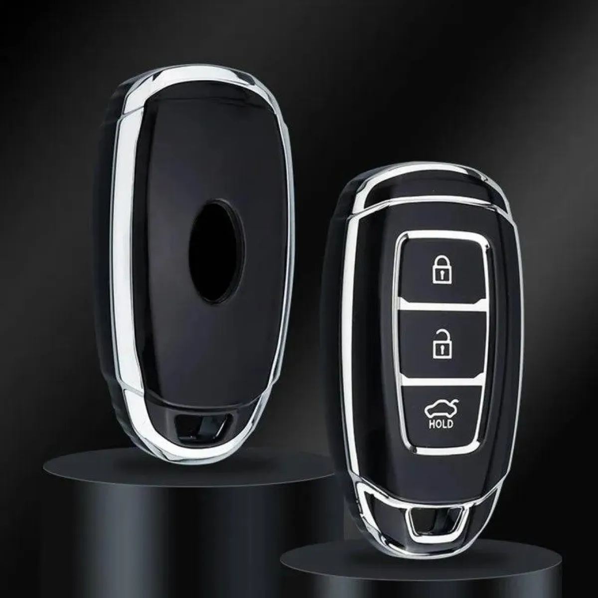 Best TPU Sleutelhoesje voor Hyundai zwart D3 Autosleutelhoesjes