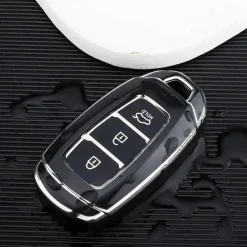 Best TPU Sleutelhoesje voor Hyundai zwart D3 Autosleutelhoesjes