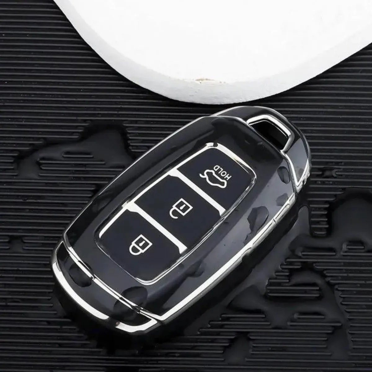 Best TPU Sleutelhoesje voor Hyundai zwart D3 Autosleutelhoesjes