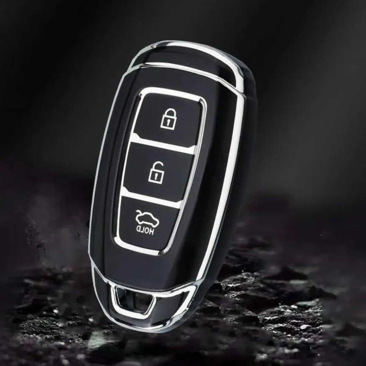 Best TPU Sleutelhoesje voor Hyundai zwart D3 Autosleutelhoesjes