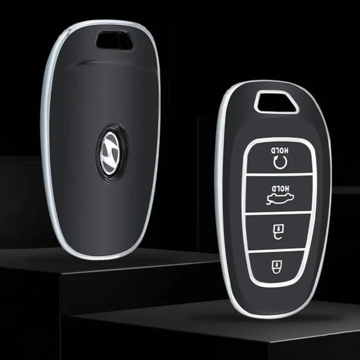 Hot TPU Sleutelhoesje voor Hyundai zwart E4 Autosleutelhoesjes