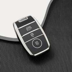 Best TPU Sleutelhoesje voor Kia zwart A3 Autosleutelhoesjes