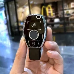 Sale TPU Sleutelhoesje voor Mercedes zwart A3-2-KNOPS Autosleutelhoesjes