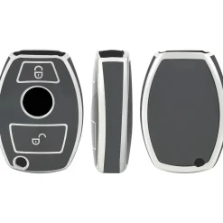 Sale TPU Sleutelhoesje voor Mercedes zwart A3-2-KNOPS Autosleutelhoesjes