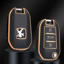 Discount TPU Sleutelhoesje voor Peugeot goud A3 Autosleutelhoesjes