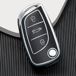 Discount TPU Sleutelhoesje voor Peugeot zwart C3 Autosleutelhoesjes