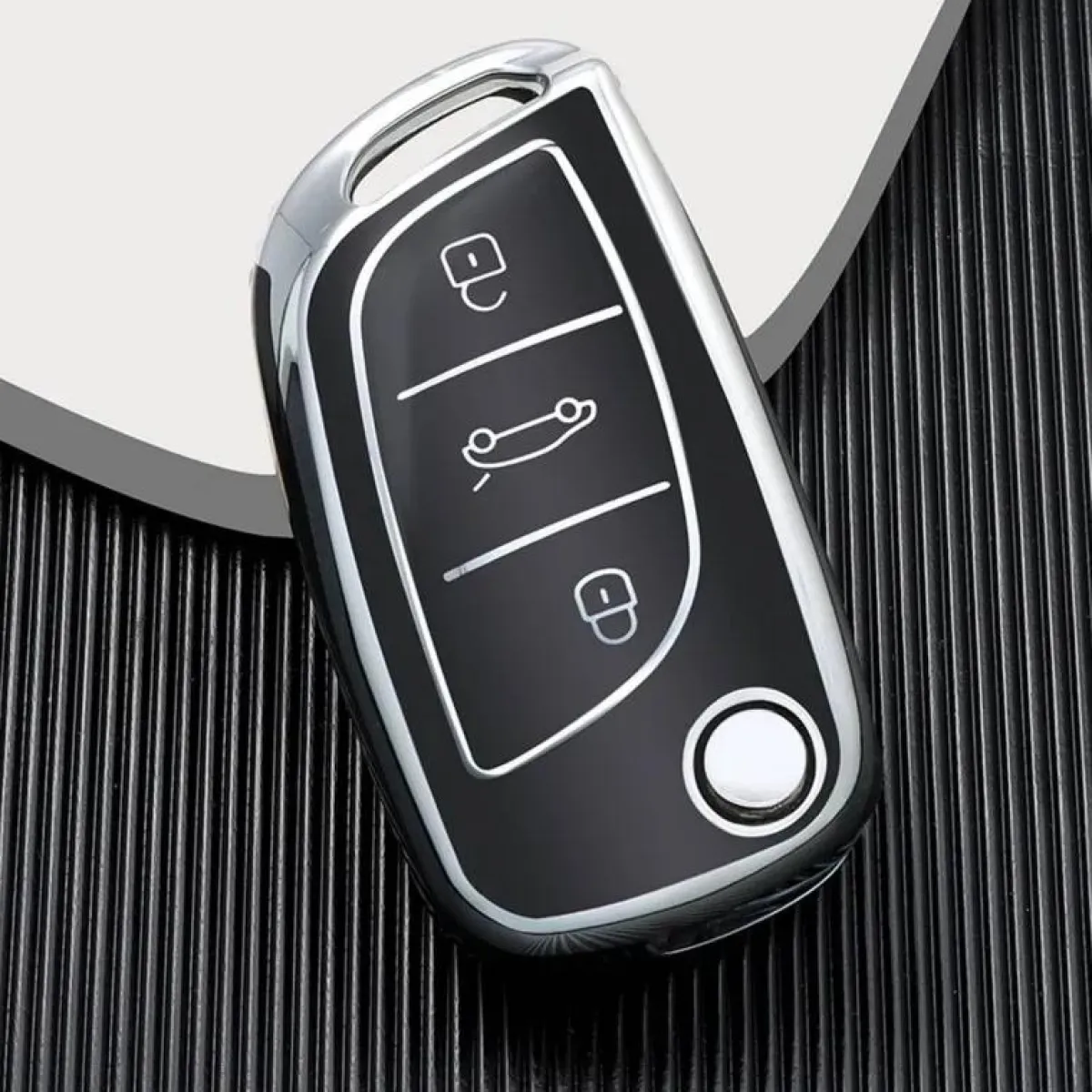 Discount TPU Sleutelhoesje voor Peugeot zwart C3 Autosleutelhoesjes