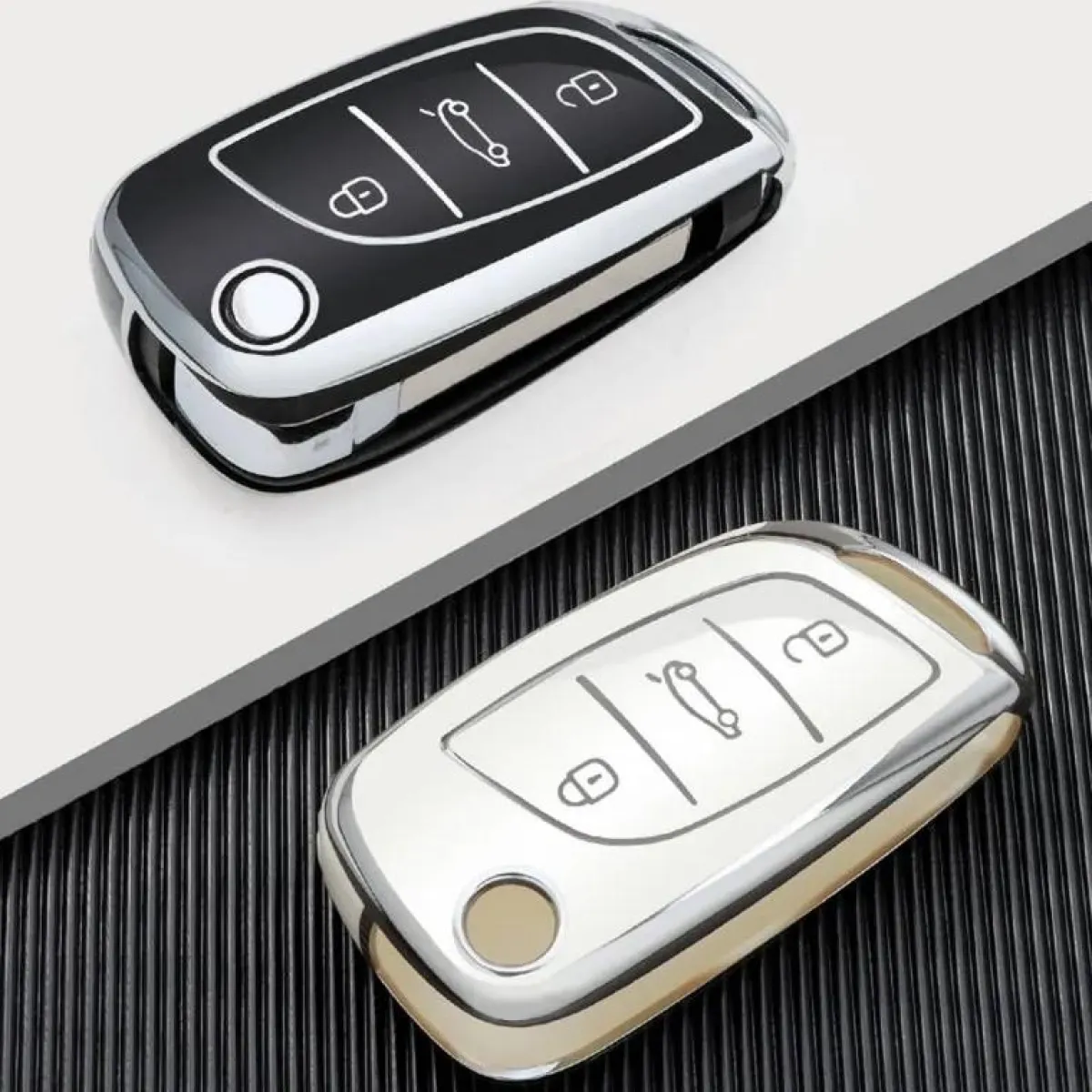Discount TPU Sleutelhoesje voor Peugeot zwart C3 Autosleutelhoesjes