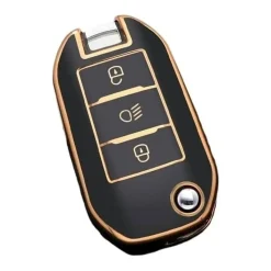 Best TPU Sleutelhoesje voor Peugeot goud A3B Autosleutelhoesjes