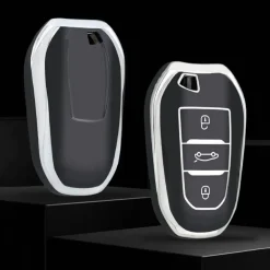 Hot TPU Sleutelhoesje voor Peugeot zwart B3 Autosleutelhoesjes