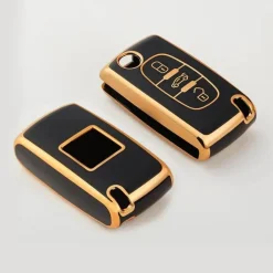 New TPU Sleutelhoesje voor Peugeot goud D3 Autosleutelhoesjes