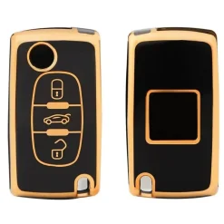 New TPU Sleutelhoesje voor Peugeot goud D3 Autosleutelhoesjes