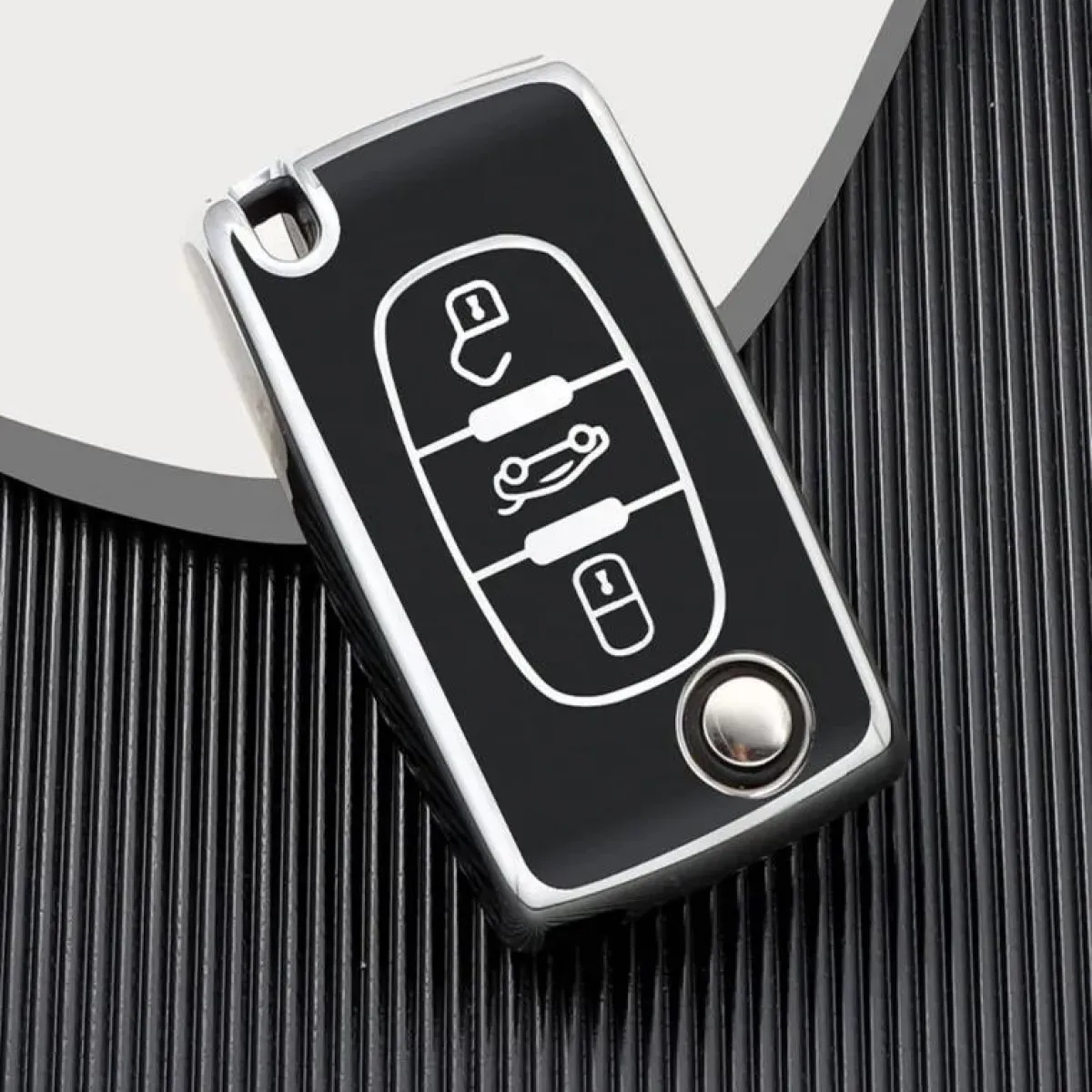 Clearance TPU Sleutelhoesje voor Peugeot zwart D3 Autosleutelhoesjes