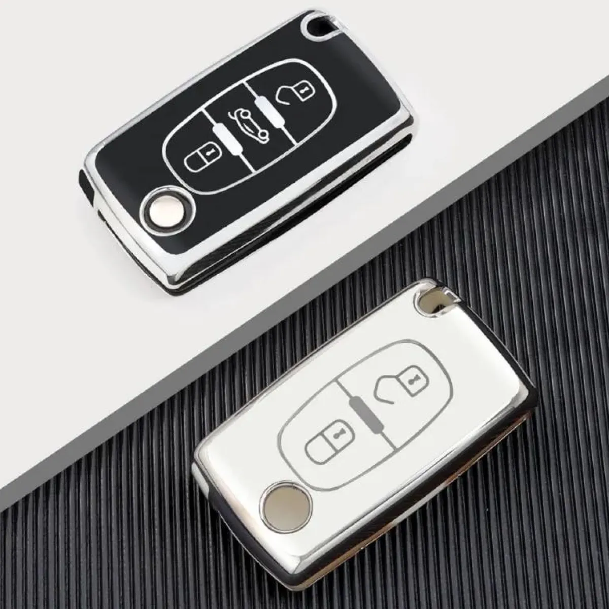 Clearance TPU Sleutelhoesje voor Peugeot zwart D3 Autosleutelhoesjes