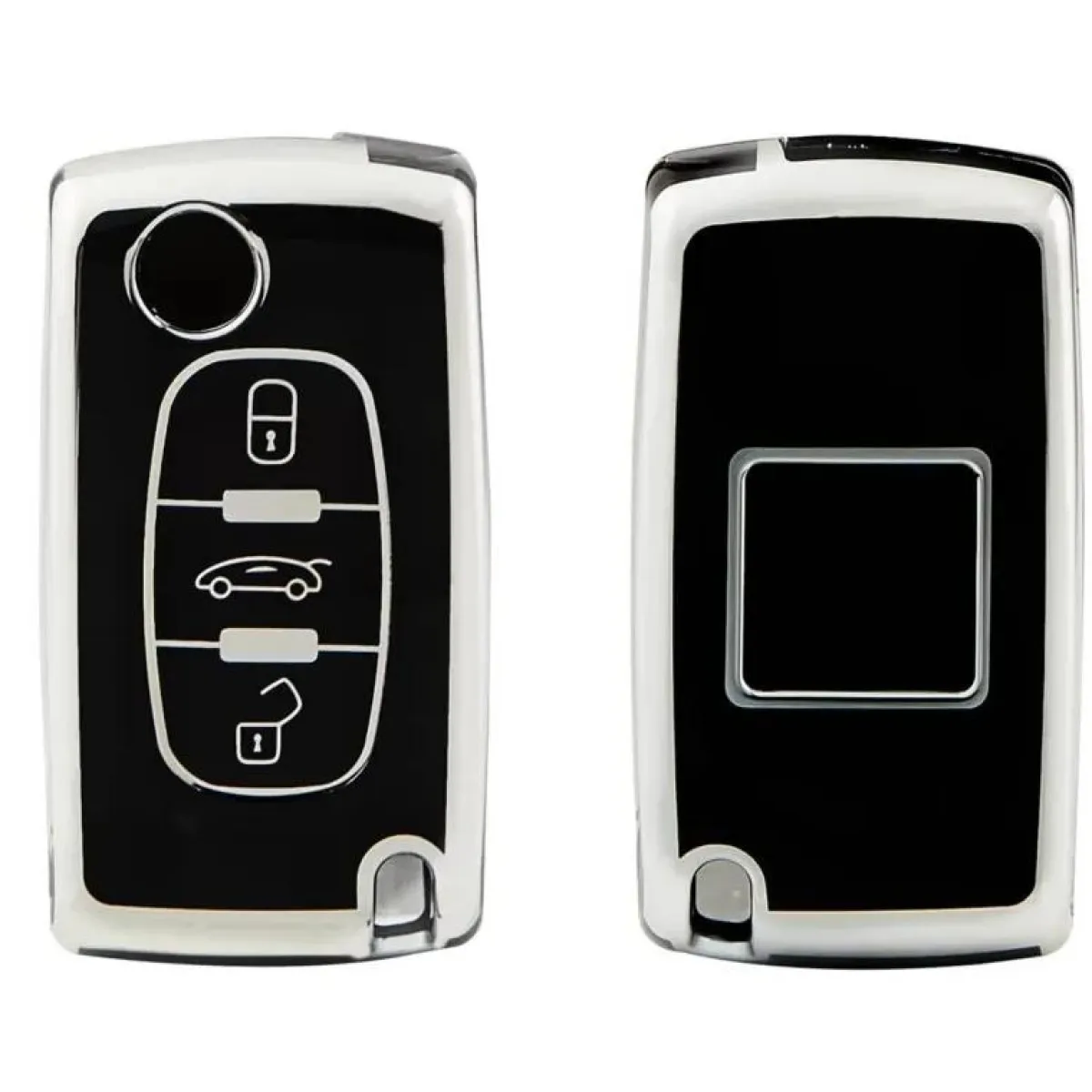 Clearance TPU Sleutelhoesje voor Peugeot zwart D3 Autosleutelhoesjes