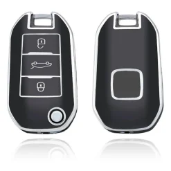 Online TPU Sleutelhoesje voor Peugeot zwart A3 Autosleutelhoesjes