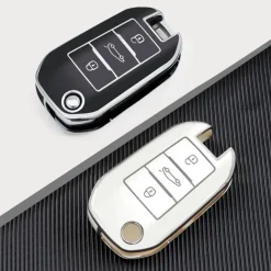 Online TPU Sleutelhoesje voor Peugeot zwart A3 Autosleutelhoesjes