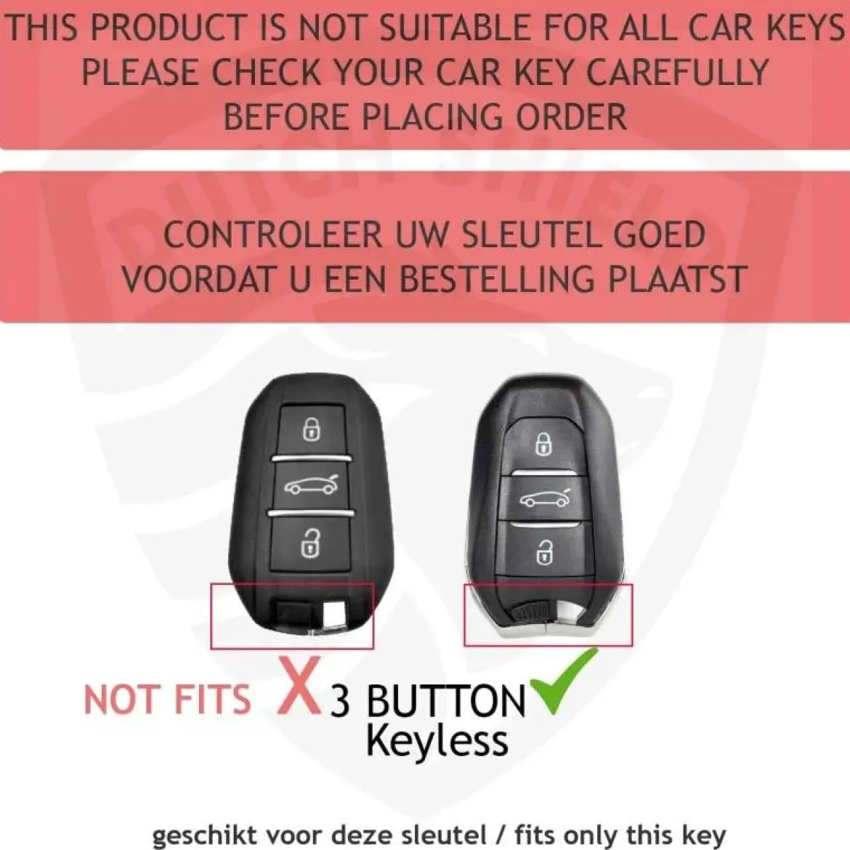 TPU Sleutelhoesje voor Peugeot goud B3 Autosleutelhoesjes