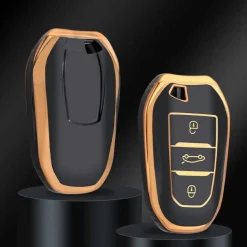 TPU Sleutelhoesje voor Peugeot goud B3 Autosleutelhoesjes