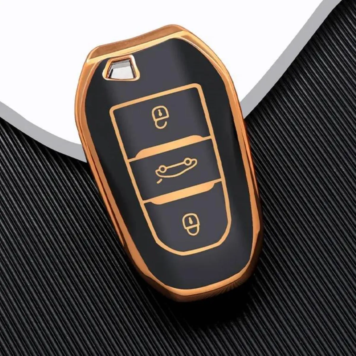 TPU Sleutelhoesje voor Peugeot goud B3 Autosleutelhoesjes