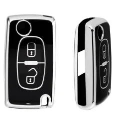 Discount TPU Sleutelhoesje voor Peugeot zwart D2 Autosleutelhoesjes