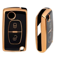 Outlet TPU Sleutelhoesje voor Peugeot goud D2 Autosleutelhoesjes