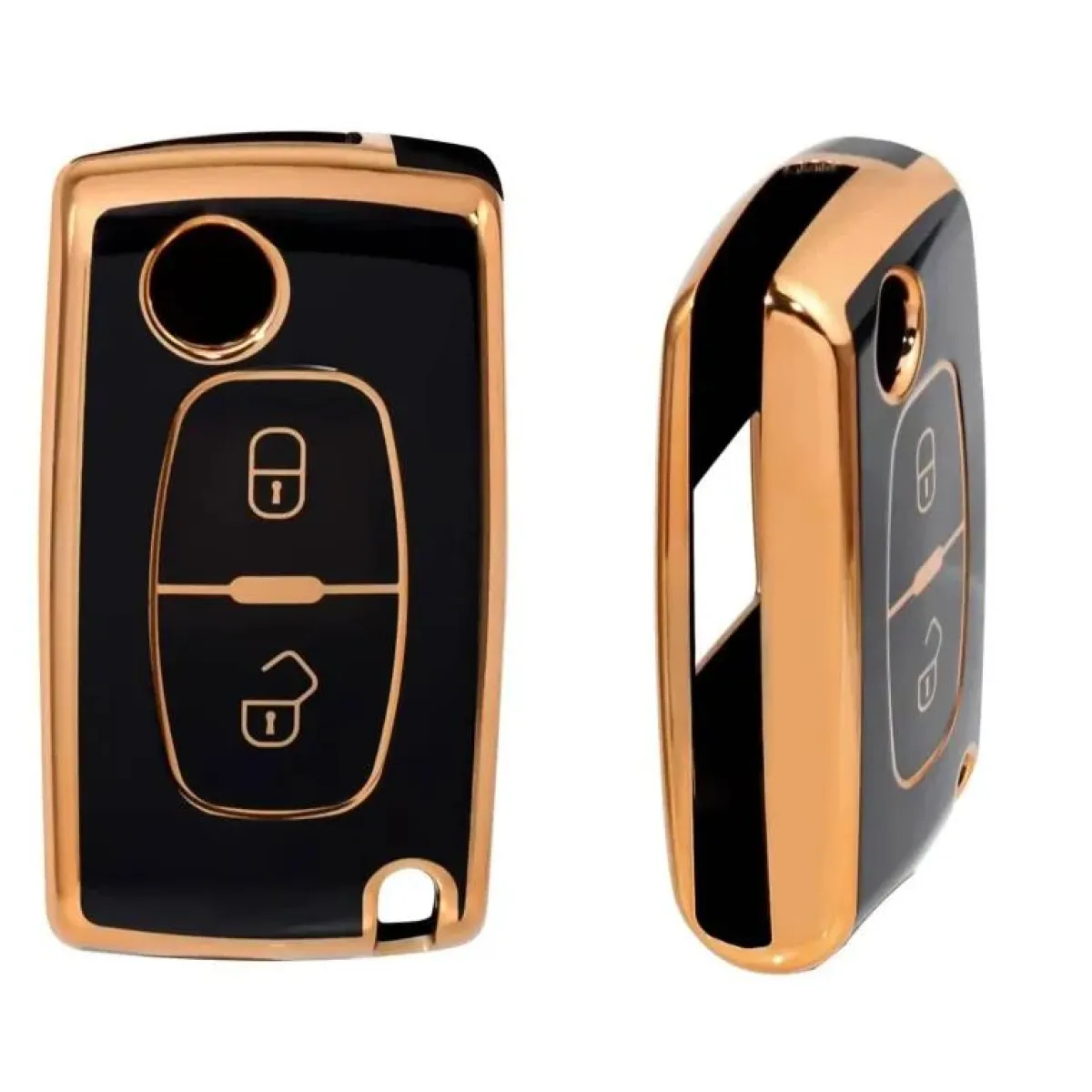 Outlet TPU Sleutelhoesje voor Peugeot goud D2 Autosleutelhoesjes