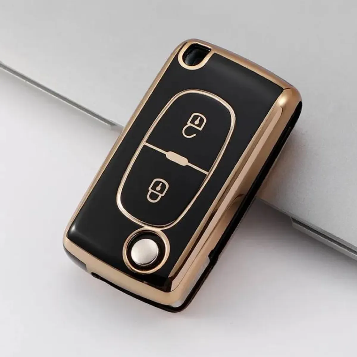 Outlet TPU Sleutelhoesje voor Peugeot goud D2 Autosleutelhoesjes