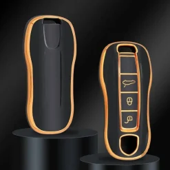 Sale TPU Sleutelhoesje voor Porsche goud B3 Autosleutelhoesjes