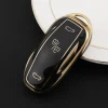Online TPU Sleutelhoesje voor Tesla Model 3-Y-S goud Autosleutelhoesjes