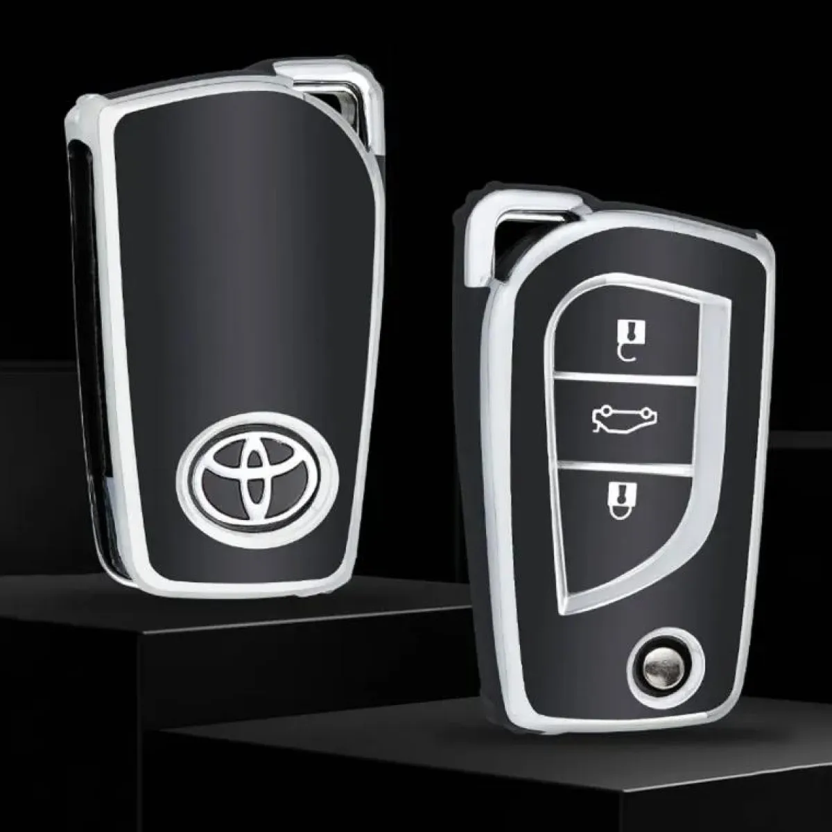 Hot TPU Sleutelhoesje voor Toyota zwart C3 Autosleutelhoesjes