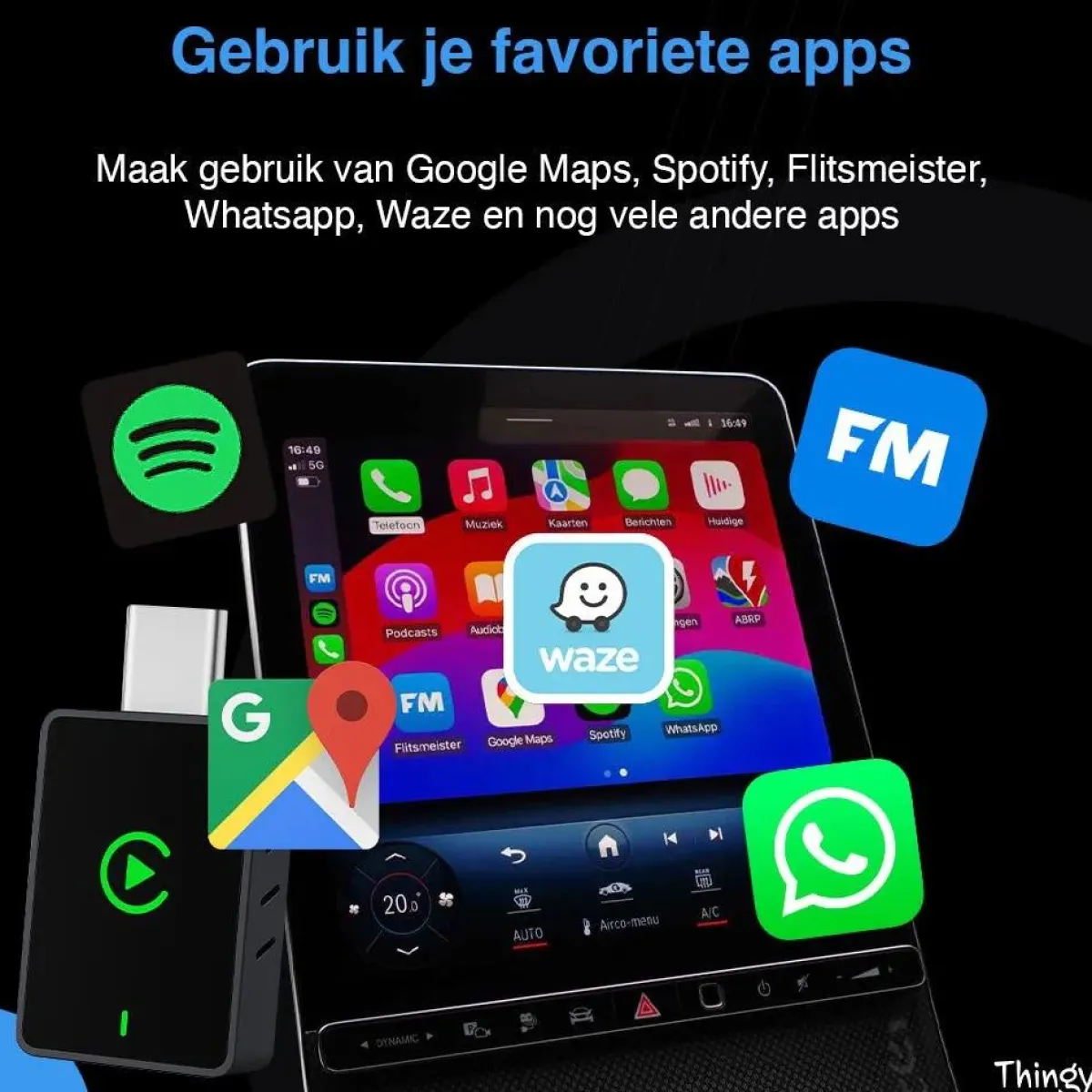 New USB-C 2-in-1 CarPlay & Android Auto Dongle Draadloze Ontvangers