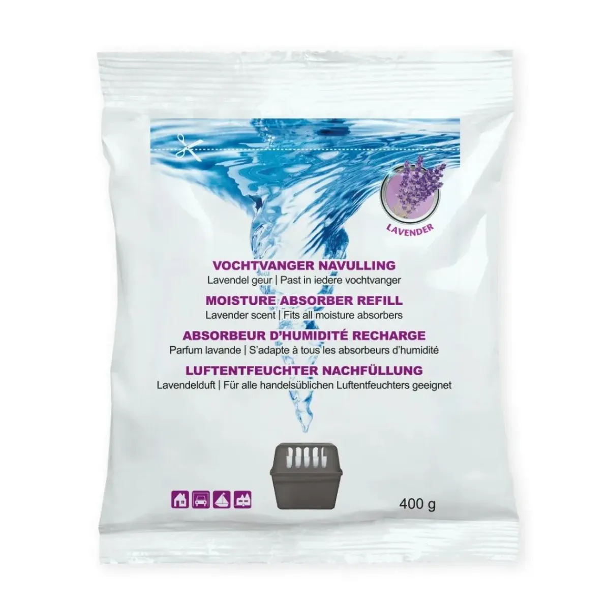 Best Vochtvanger navulling - 12x - 400 gram - lavendel Interieurverzorging