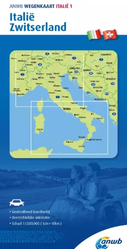 Outlet Wegenkaart Italie en Zwitserland Wegenkaarten & Atlassen|Wegenkaarten