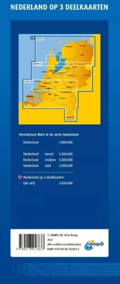 New wegenkaart Nederland - Set noord, midden, zuid Wegenkaarten & Atlassen|Wegenkaarten