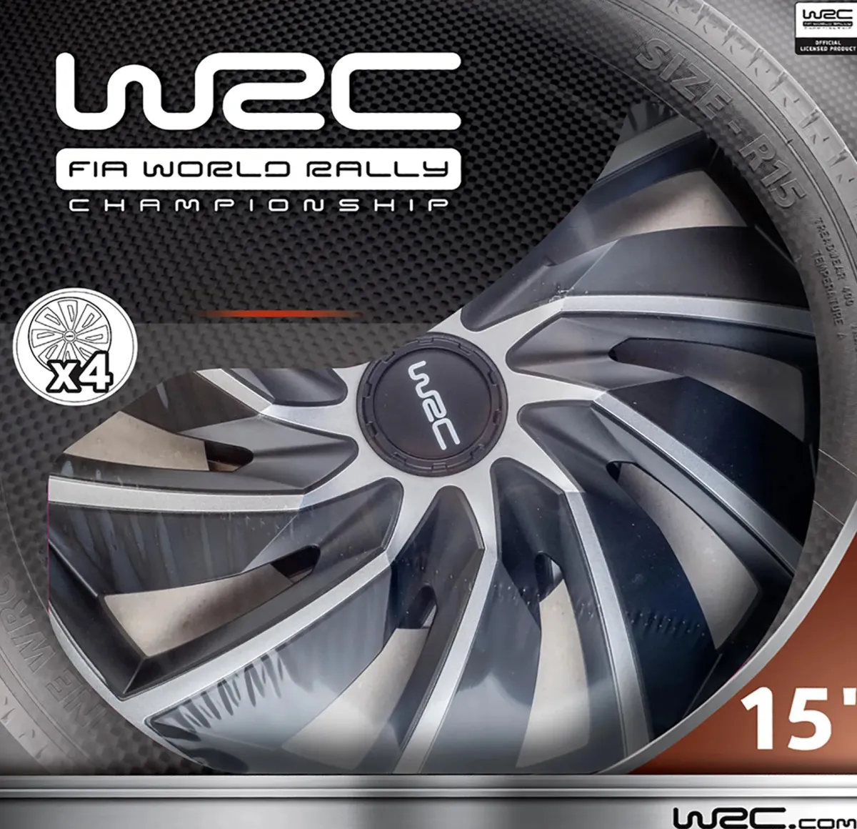 Discount Wieldoppen 15" - zilver/zwart 4 stuks Autobanden & Accessoires