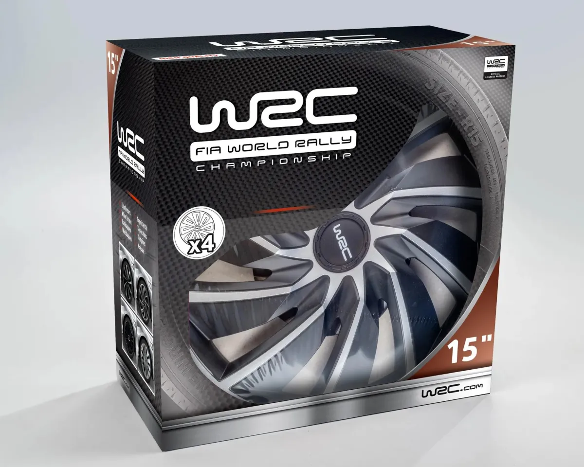 Discount Wieldoppen 15" - zilver/zwart 4 stuks Autobanden & Accessoires