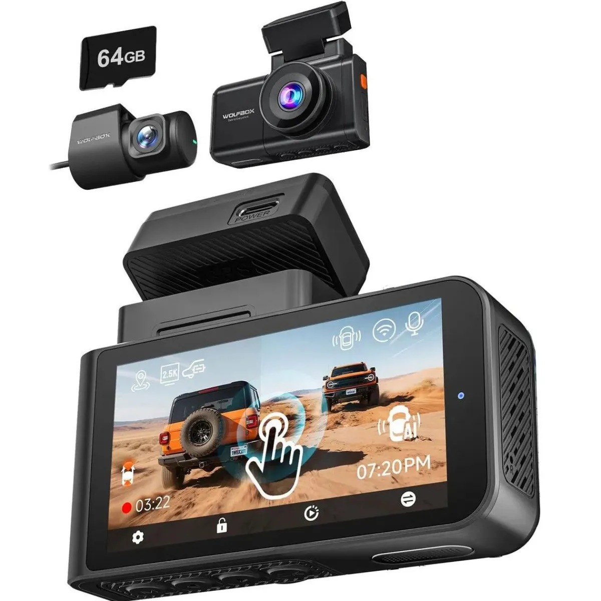 Hot X3 Touch 2CH 2K Wifi GPS 64gb dashcam Dashcams