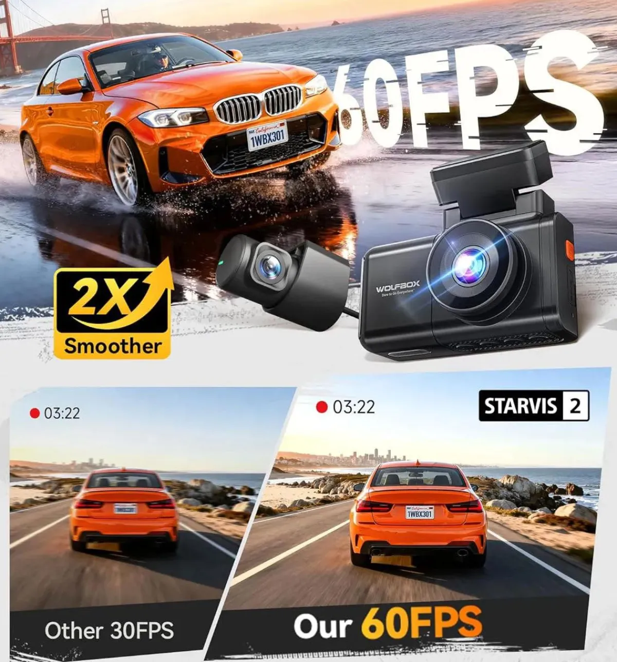 Hot X3 Touch 2CH 2K Wifi GPS 64gb dashcam Dashcams